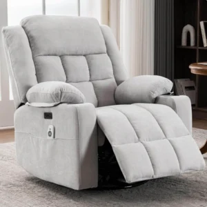 Ketaiyou Power Swivel Rocker Recliner Chair for Adults with Massage and Heat