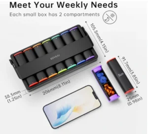 Weekly Pill Organizer 2 Times a Day, KOVIUU Large Travel Pill Box 7 Day