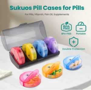 Sukuos large weekly pill organizer 2 times a day